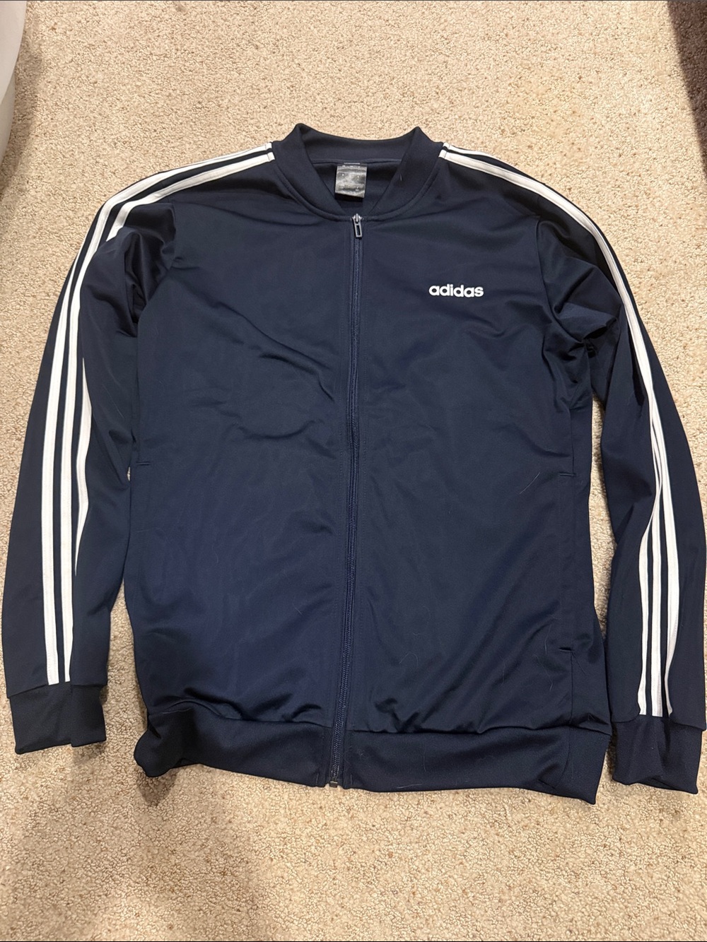 NWOT adidas Men's Navy Track Suit with White Stripes - Large